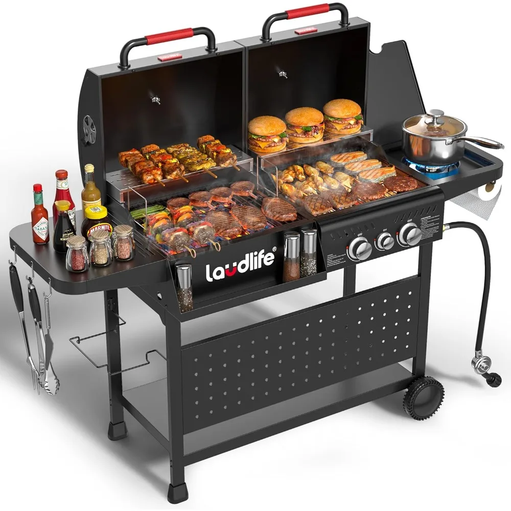 

Propane Gas Grill with Side Burner, 30,000 BTU, 748 Sq. In Non-Stick Porcelain Enamel Cooking Surface