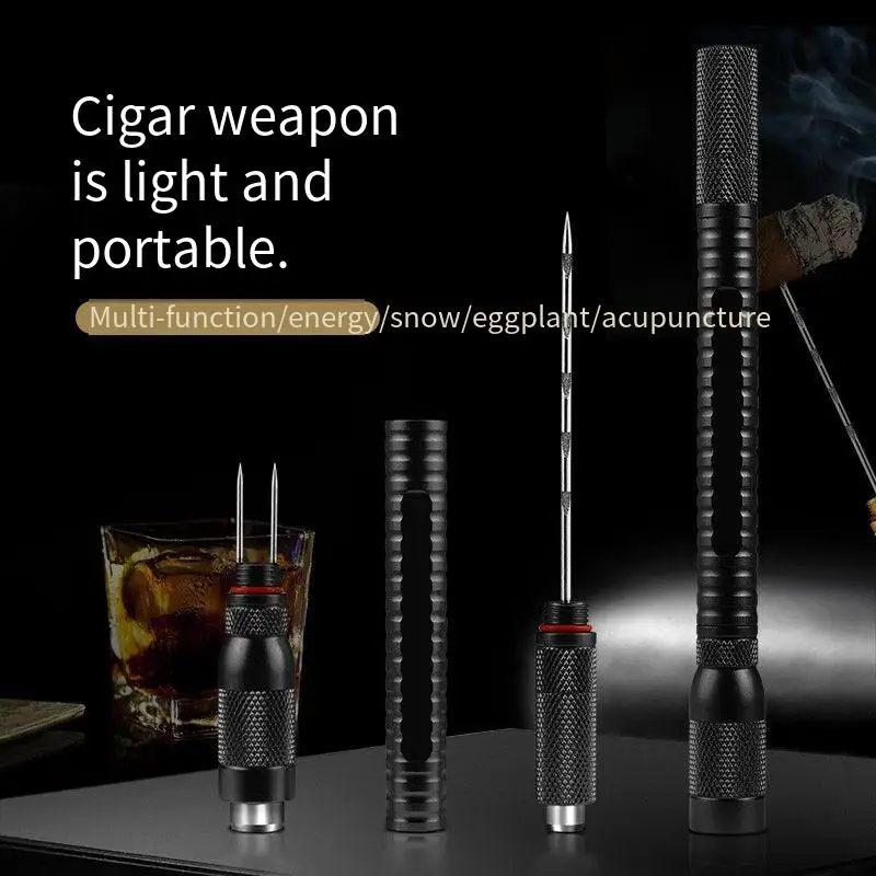 4-In-One Cigar Vent Needle Cigar Puncher  Holding Hole Opening Drill Cigar Ventilation Needle Cigars Scissors Knife