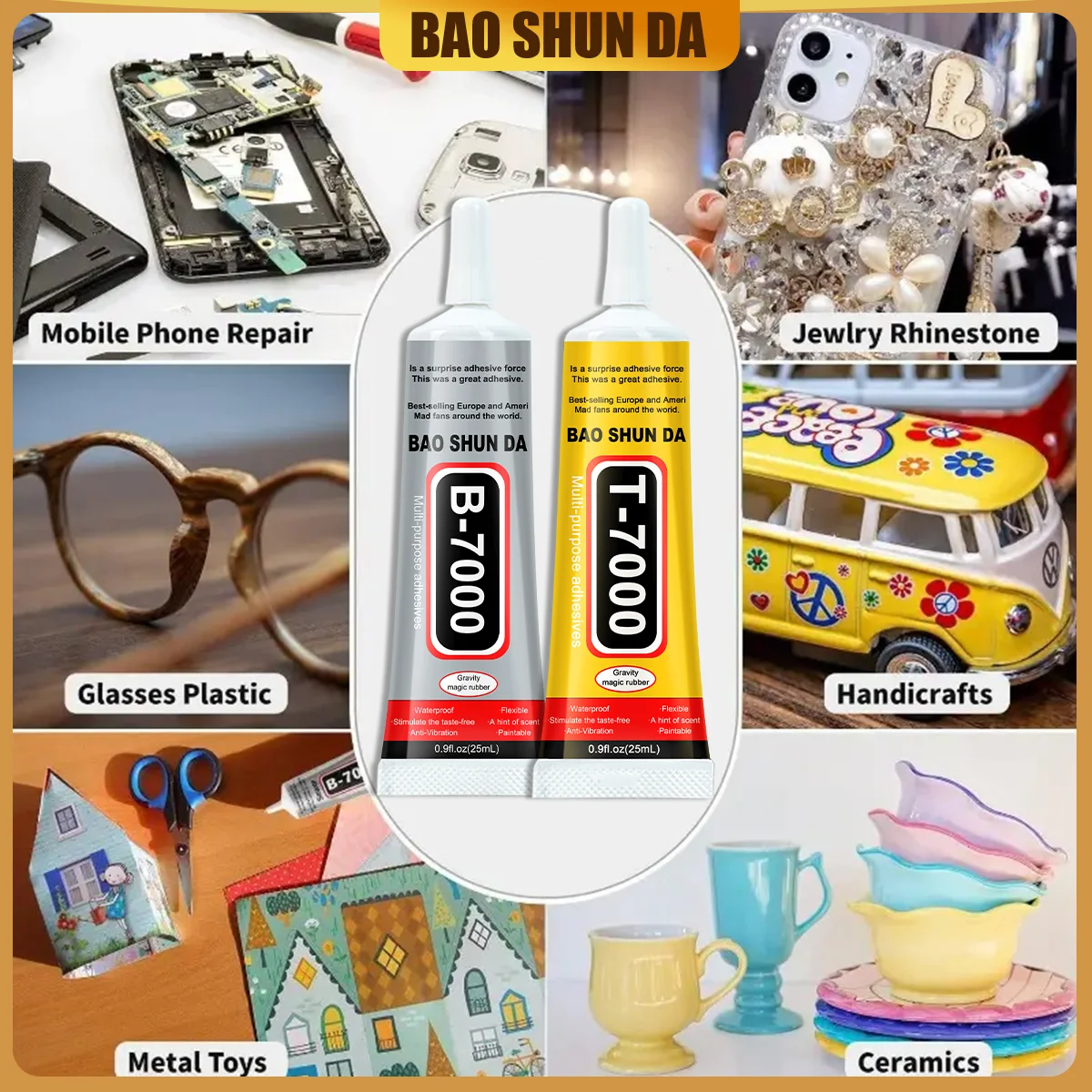 

Jxvx- Black T-7000 and Transparent B-7000, a High-Performance Waterproof Adhesive for Precision Repair, Ideal for Mobile Phones, Electronics, Jewelry and Crafts.
