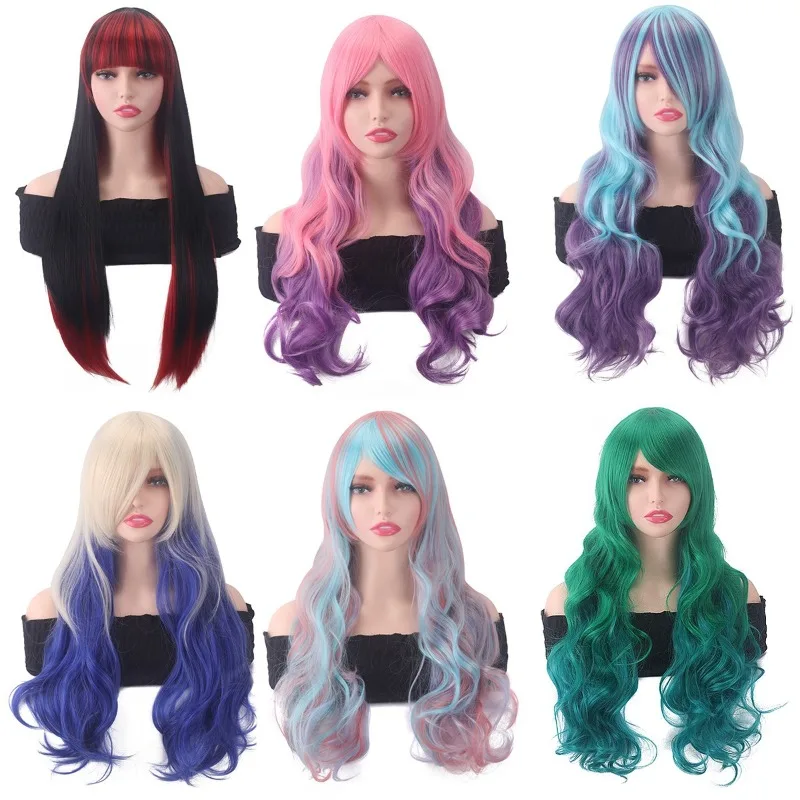 

Euramerican Fashion Woman Curly Long Hair High-temperature Silk Daily Wear Halloween Christmas Masquerade Full Wig