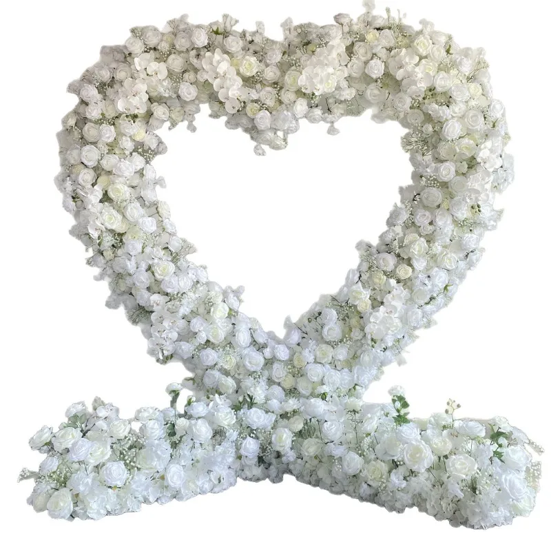 heart-shaped flower door, wedding stage background decoration, fabric base, heart-shaped archway, artificial flowers