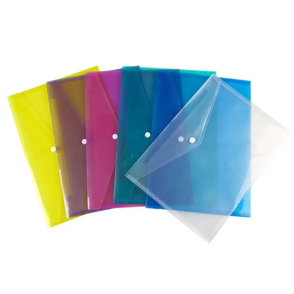 1Pcs with Snap Button A4 Binder Pocket Clear Plastic Document Files Folders Transparent Envelope Popper Wallets