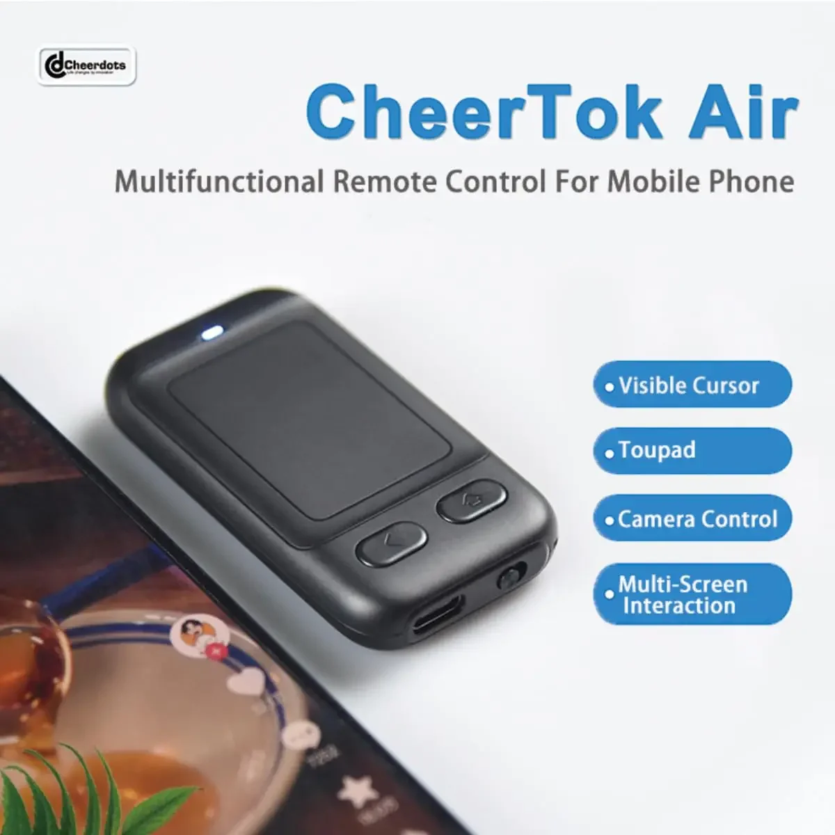 CheerTok Air Singularity Mobile Phone Remote Control Air Mouse Bluetooth Wireless Multifunction Touch Pad CHP03 For Android iOS