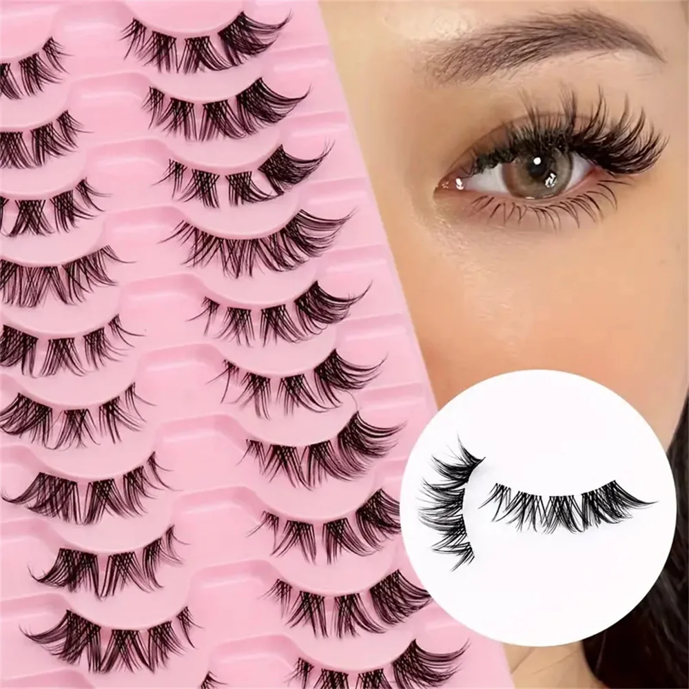 

10 пар Wispy Кластерные ресницы для натурального кошачьего глаза-Короткие Аниме корейский макияж накладные ресницы