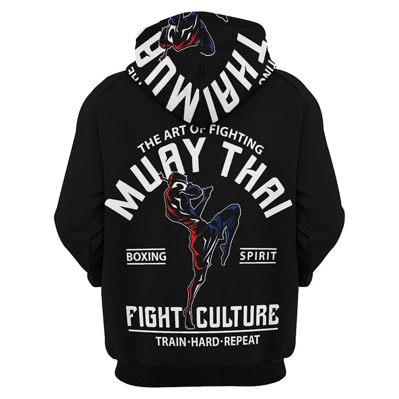 3D Muay Thai Boxe Hoodie, Impressão Pop, Esportes Pullovers, Fitness, Ginásio, Moletons de boxe, Harajuku Hoodie, Moda Infantil, Novo