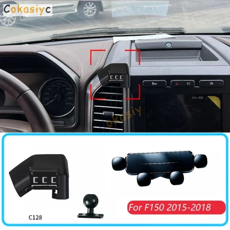 Car Phone Holder For Ford F150 SVT Raptor 2015-2018 Gravity Stand Mount Support Horizontal Mobile Bracket Accessories With Base