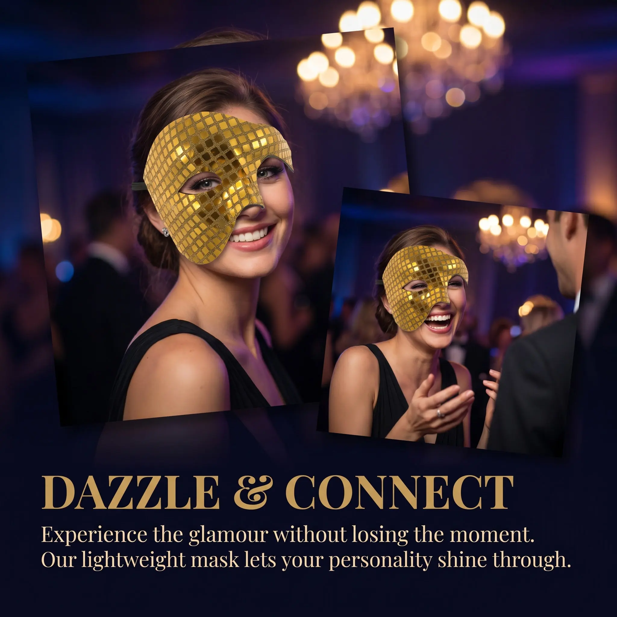 Half Face Disco Mirror Mask Venetian Masquerade Glitter Mask Halloween Party Festival Costume Accessory Halloween Cosplay Props