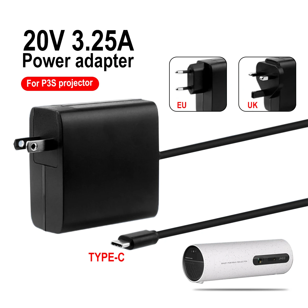 

Адаптер питания для JMGO Nut P3S Smart projector charger, 20 в, 3,25 А