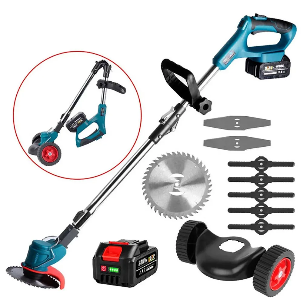 Electric Handheld Lawn Mower Foldable Trimmer Adjustable Garden Pruning Cutting Power Tools Garden Cleaning Tool Accessories