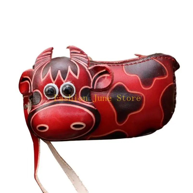 N5KA Vintage Inspired Leather Coin Purse With Charm And Protective Plush Interior Pendant For Daily Use