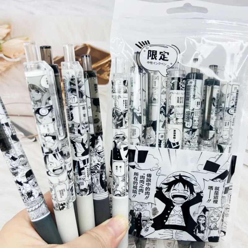 Anime One Piece Gel Pen 0.5mm Black Ink Press Neutral Pen Luffy Student Writing Ink Pen Ballpoint Pen School Office Stationery