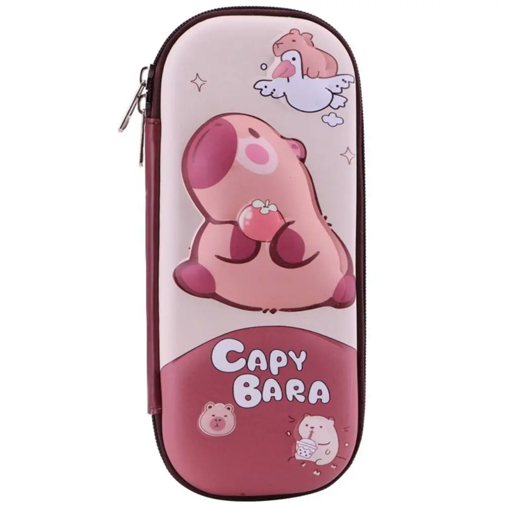 حقيبة أقلام كابيبارا ثلاثية الأبعاد بطبقة مزدوجة وسحاب سعة كبيرة صندوق أقلام مقاوم للماء هدية العودة إلى المدرسة مقلمة مكتب المدرسة