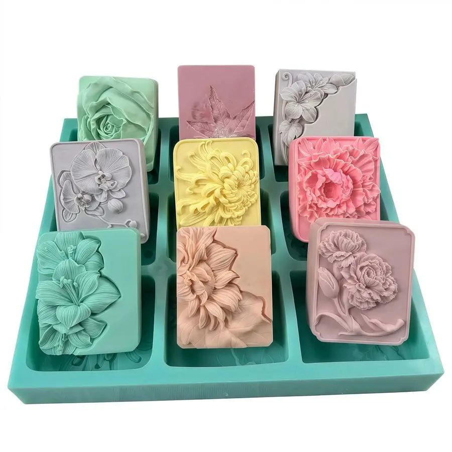 

Cavities Mixed Flower Soap Mold,Handmade Soap Making Silicone Tray,Flower Silicone Molds for Natural Soap,Scented Candle Wax,Pla