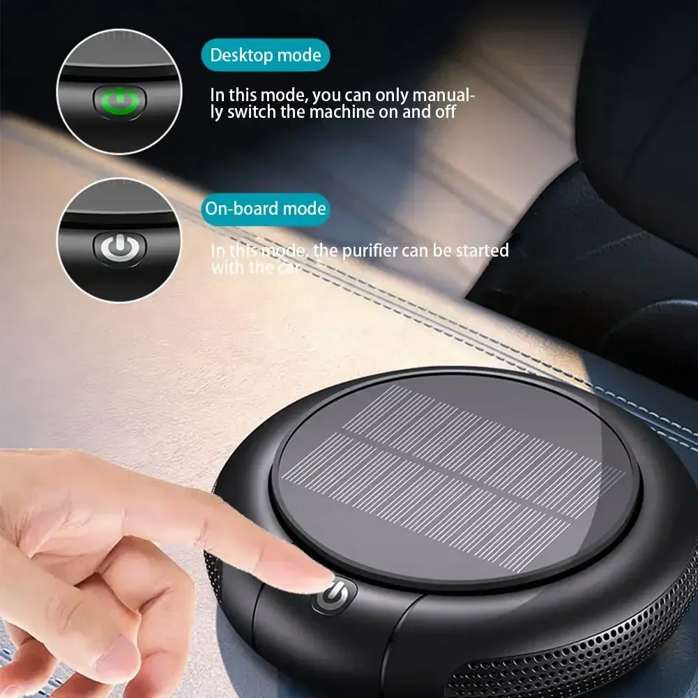 Solar Car Air Purifier Usb Oxygen Cleaner Negative Ion 1200Mah HEPA Filter PM2.5 Smoke Remover Interior Air Fresh Car Supplies - Image 3