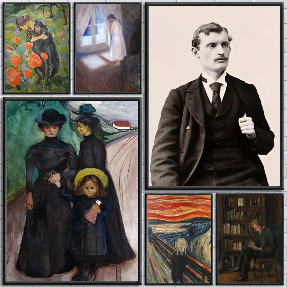 The Painter Art E-Edvard Munch Poster Painting Prints Wall Art Picture Film Room Home Bar Cafe Decor Home  Mural