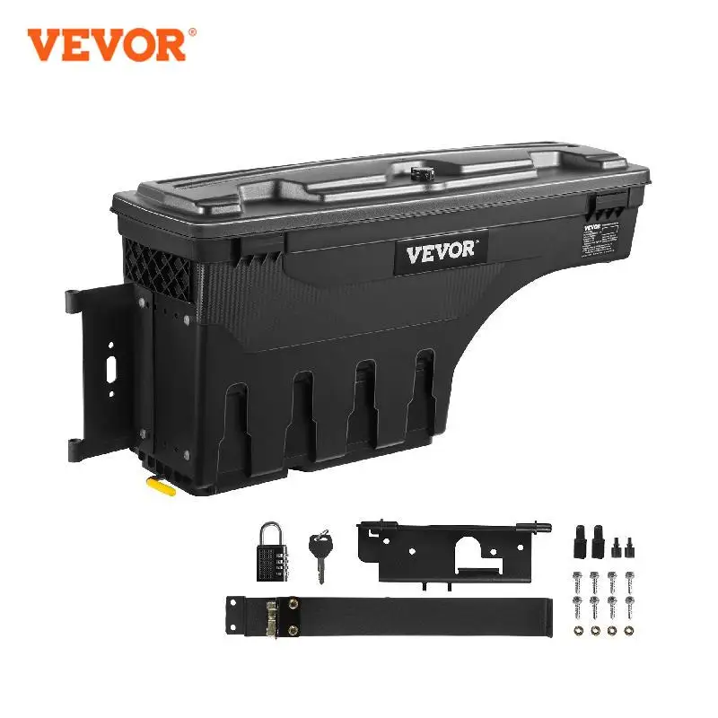

VEVOR Truck Bed Storage Box Dodge Ram 1500 2019-2021 Driver Side Lockable Lid Waterproof ABS Wheel Well Tool Box 6.6 Gal/20 L