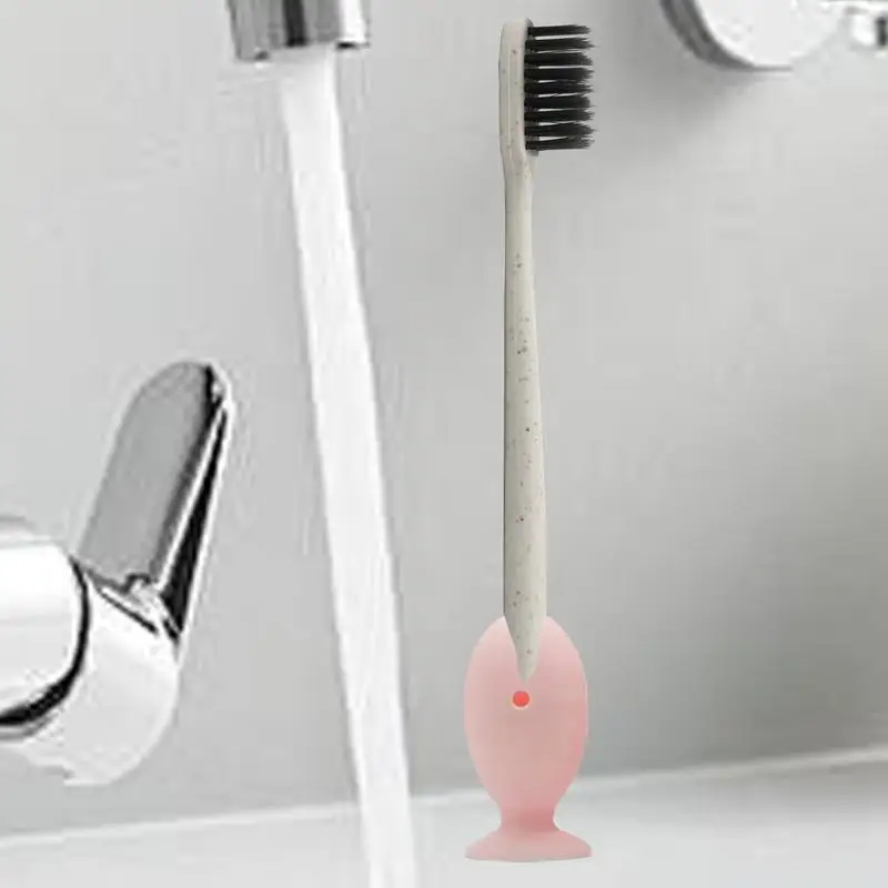 Small Toothbrush Holder Soft Silicone Fish Shape Toothbrush Holders Multifunctional Toothbrush Protective Cover With Suction Cup