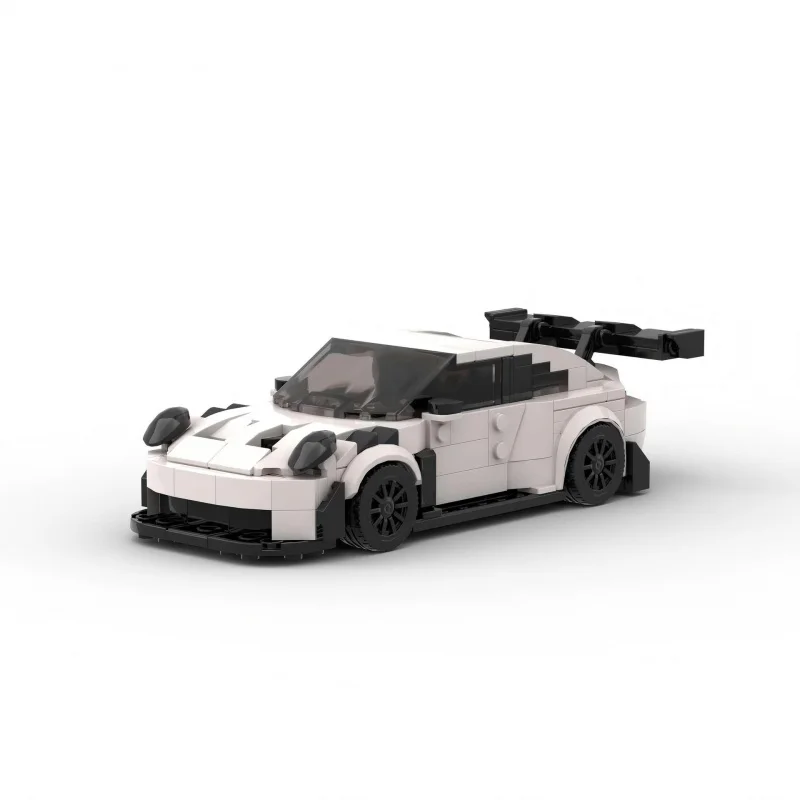 

Hot MOC Building Blocks White 911 Style Racing Car Model DIY Assembly Bricks Toy