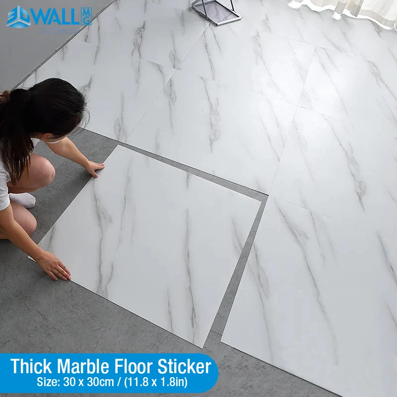 Simulated Marble Tile Floor Sticker PVC Waterproof Self-adhesive for Living room Toilet Kitchen Home Floor Decor 3d Wall sticker