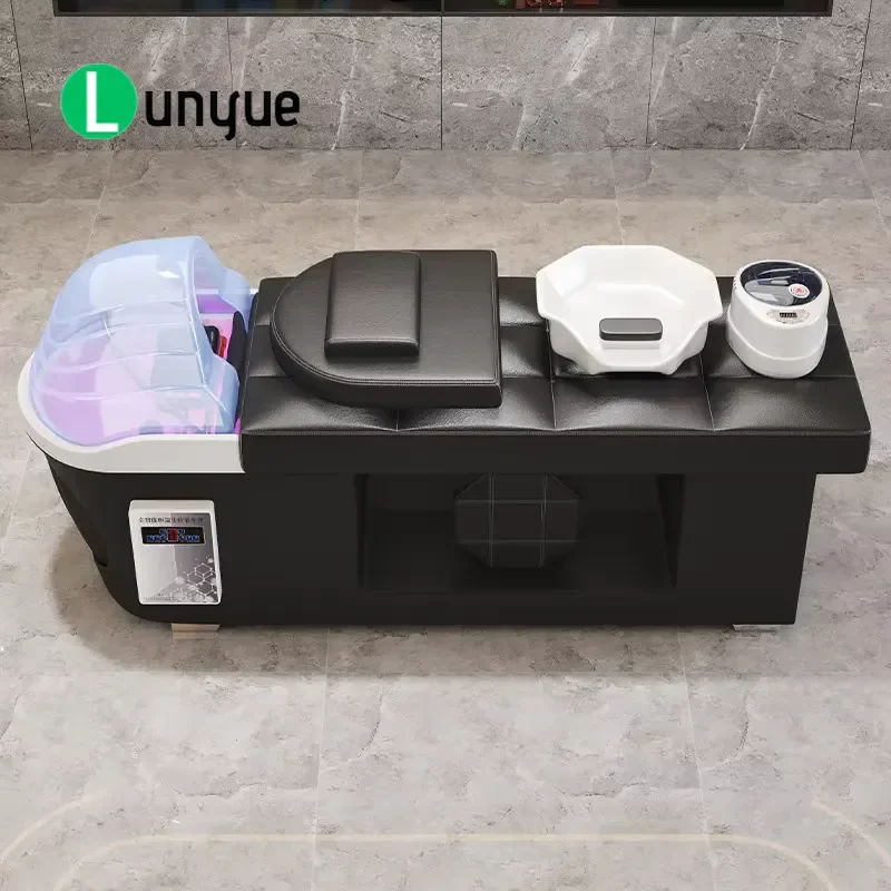 Custom Leather Curved Massage Shampoo Bed for Beauty Spa Thai Water Circulation Health Center Lie Down Furniture