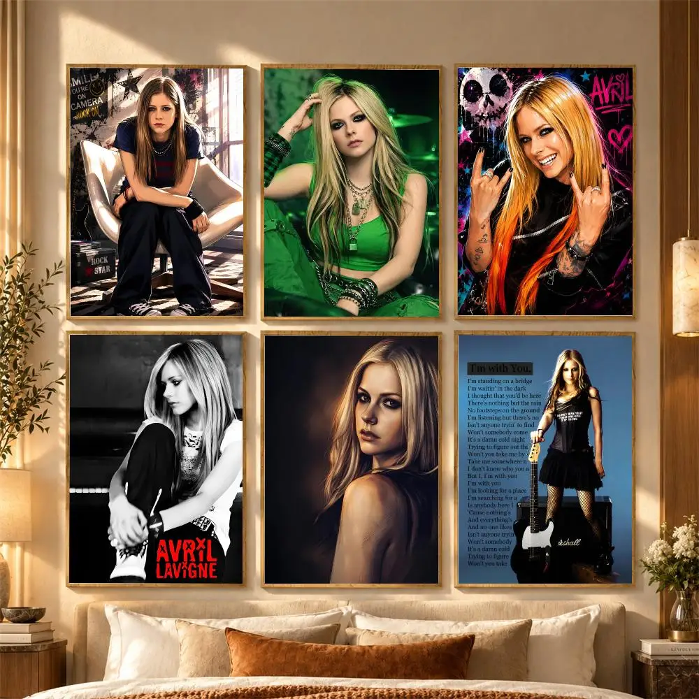 Singer A-Avril Lavigne Poster Stickers Self-Adhesive Mural Wall Art Decals for Bedroom Living Room Home Painting Decor Gift