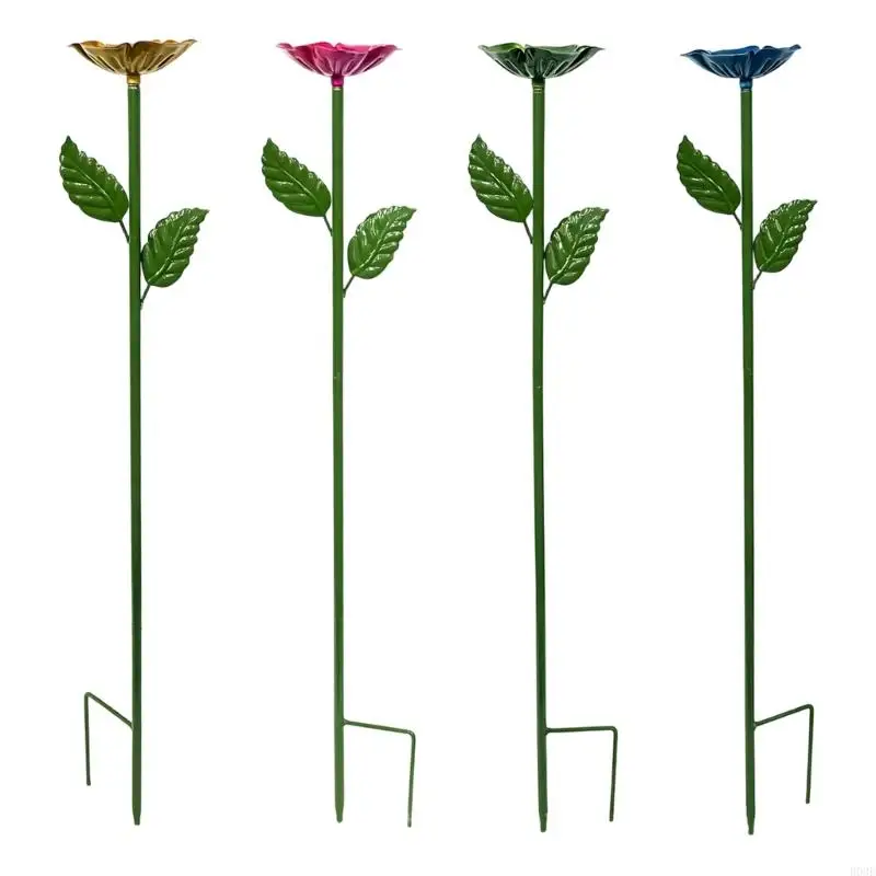 Gartenpfähle aus Metall für den Außenbereich, 4er-Set, Blumenpflücker aus Eisen für Rasenkanten, Gehwege, Blumentöpfe und B03E – Detail 5