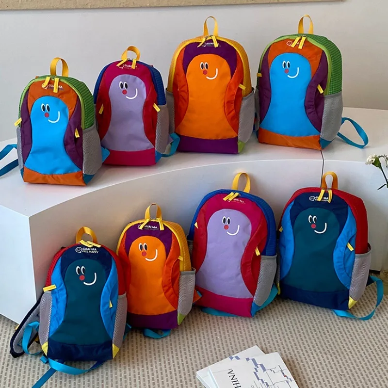 Fashion Trendy Color Matching Lightweight Backpack Unisex Parent-child Outdoor Hiking Travel Large Capacity Student Schoolbag
