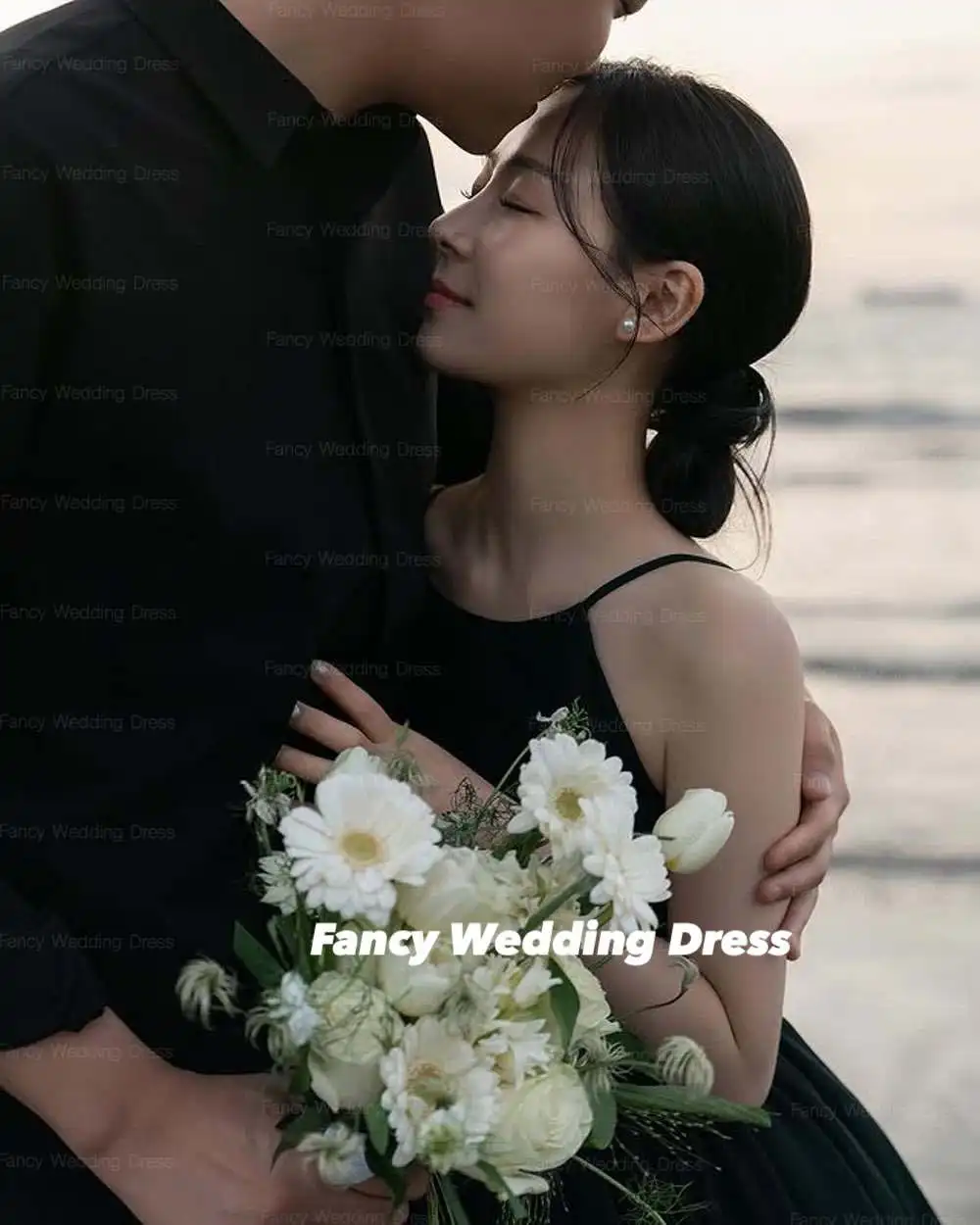 Abito da sposa semplice ed elegante con scollo a O Servizio fotografico coreano Una linea di abito da ballo in raso elastico Lunghezza pavimento Corsetto posteriore nnegolare Personalizzato