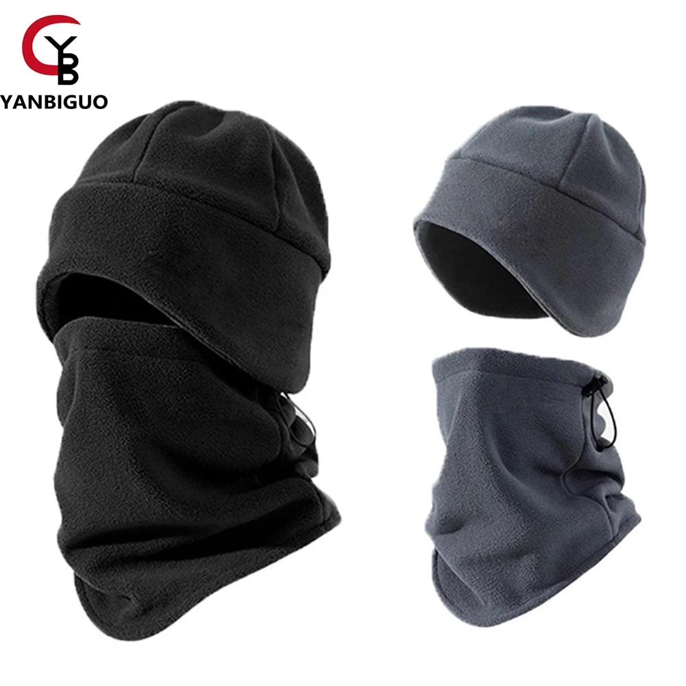 YANBIGUO Winter Beanie Hat Scarf Set with Ear Flaps for Men Women Knit Fleece Lined Skull Cap Windproof Neck Warmer Gaiter