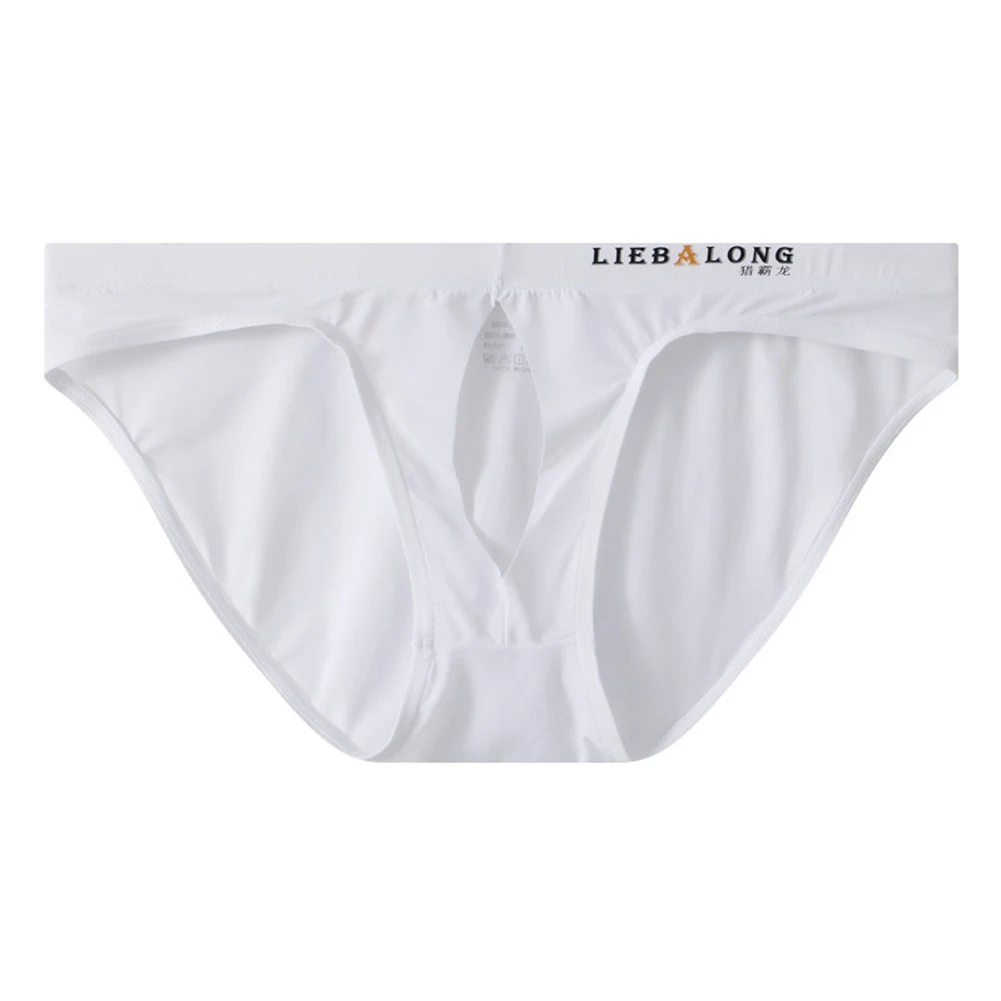 Open Hole Mens Ice Silk Briefs Low Rise Sexy Underwear Open Front Breathable Erotic Lingerie Fetfish Bdsm Underpants Male
