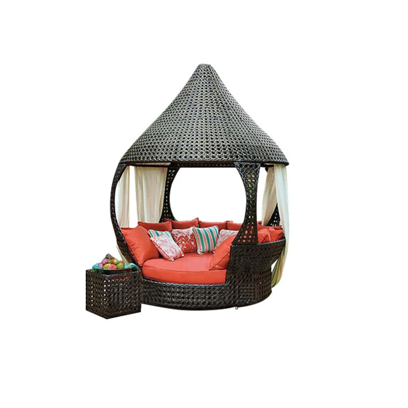 Customized: outdoor courtyard, luxury PE rattan bed, swimming pool, open-air beach, lounge chair, rattan chair, sofa, simple