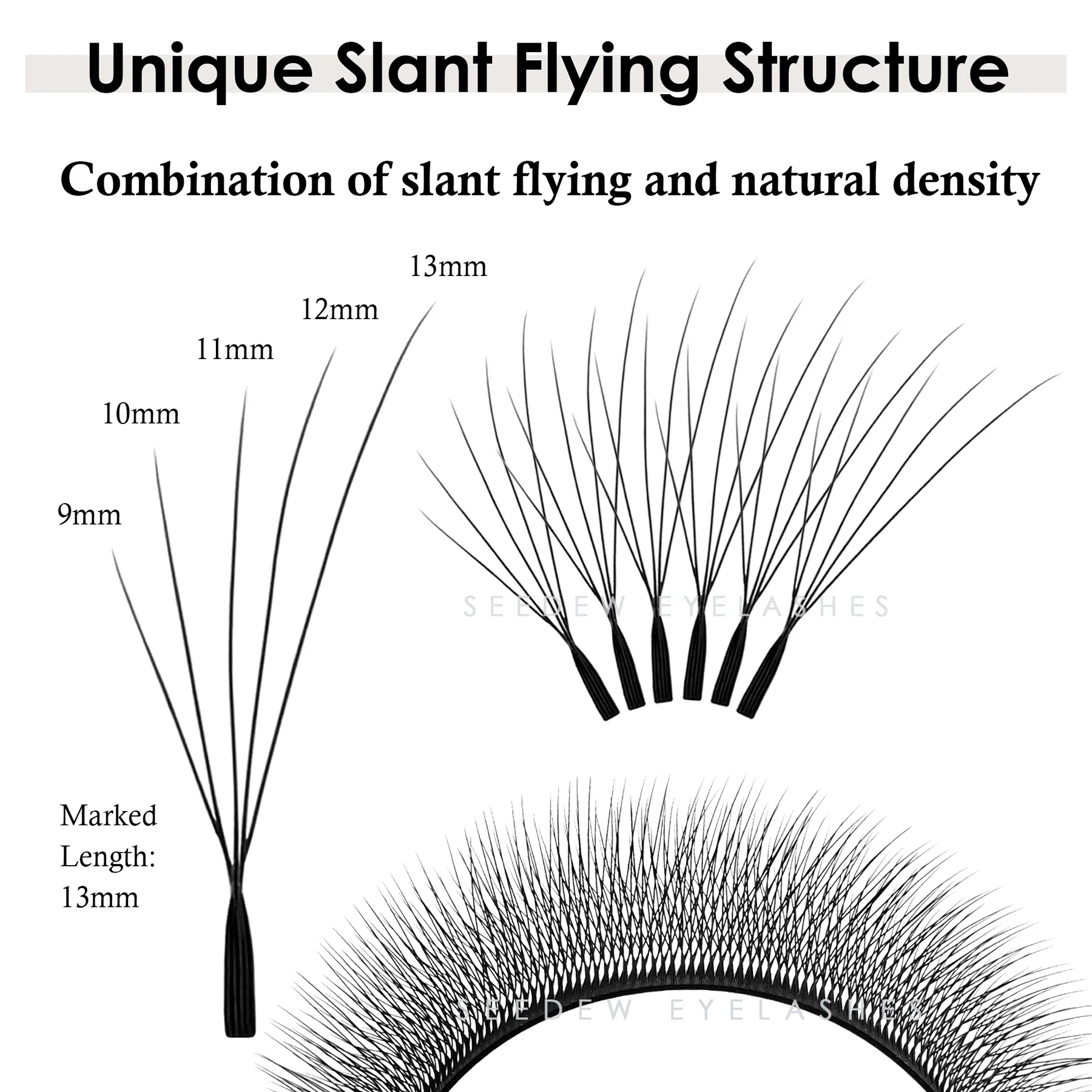 SEEDEW Air Serie Fox 5D Eyelash Extension W-Shaped Soft Natural Volume Fox Eye Lashes Slant Flying False Eyelashes