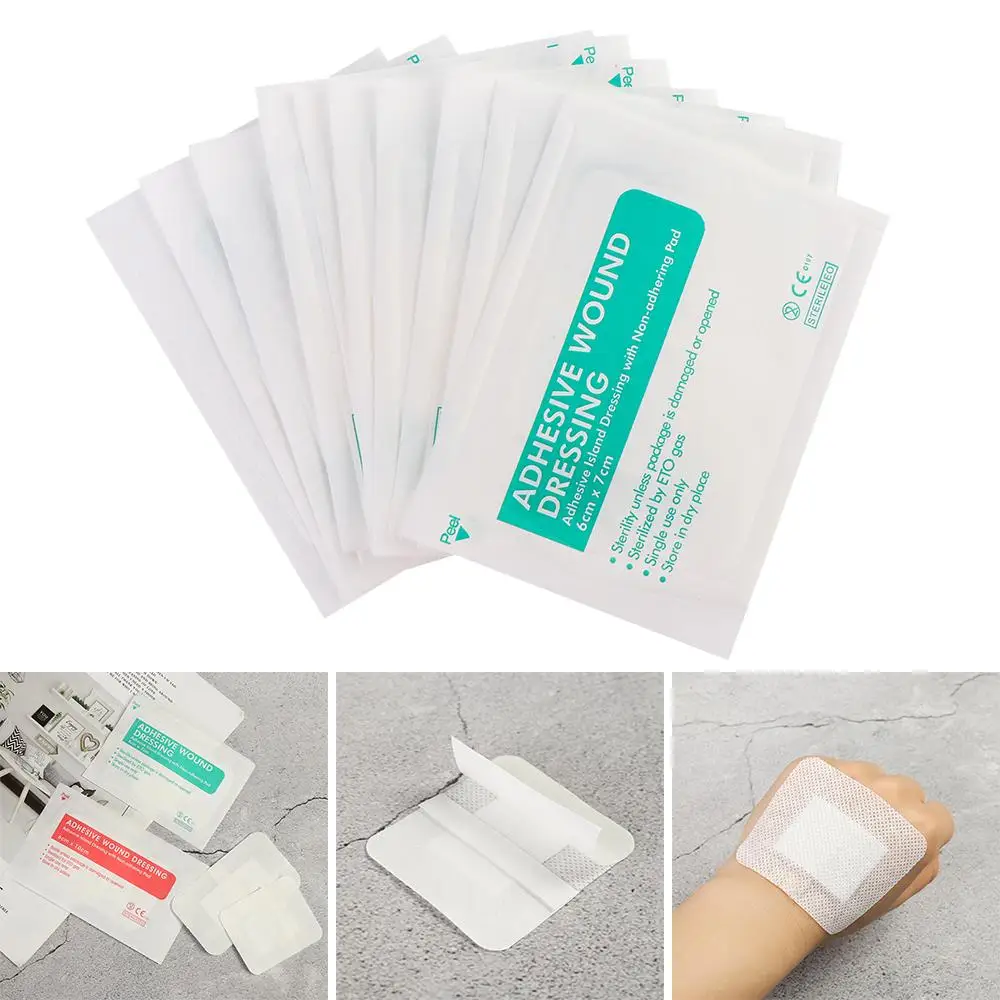 5/10 buah 6x7cm 6x10cm perban bantuan perekat diri Non-woven bernapas perban luka besar transparan multi-ukuran