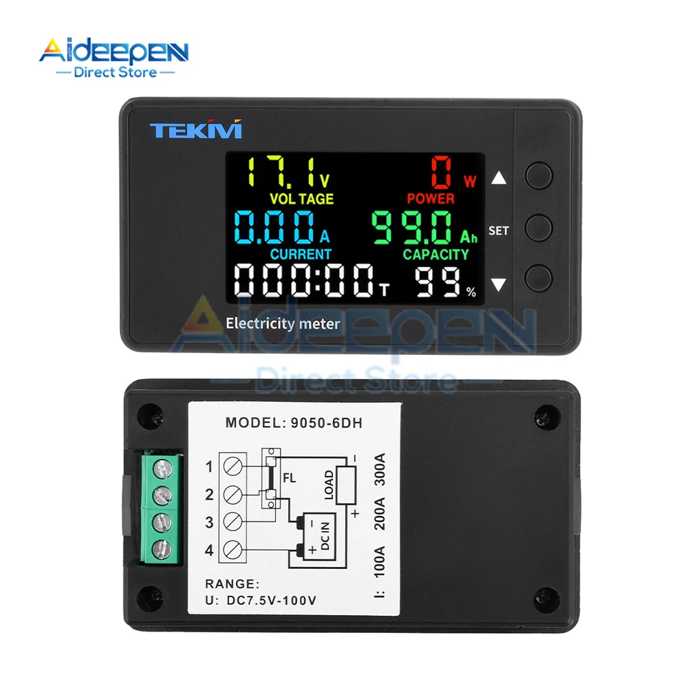 DC 7.5-100V 20/100/200/300A Voltmeter Ammeter Power Meter Multi-function Voltage Current Power Detector Charger Indicator