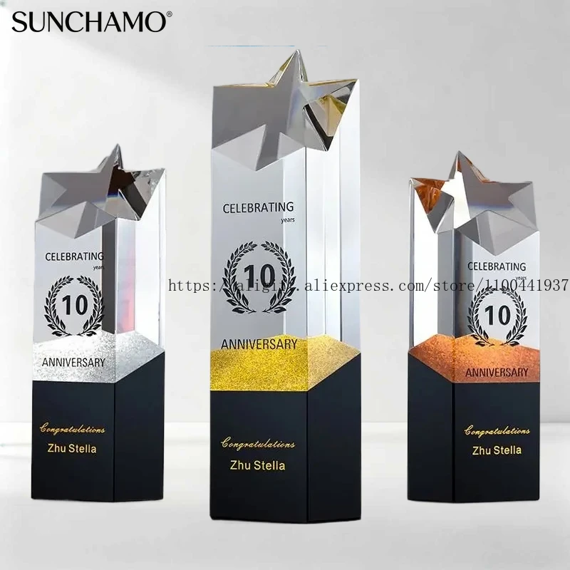 

Креативный пентаграмма, хрустальный трофей, индивидуальная ежегодная встреча, гравировка, производство памятных наградов, подарок, 1 шт.