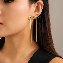 PuRui Trendy Weave Bowknot Long Drop Earrings for Women Snake Chain Piercing Pendant Earrings Ladies Party Jewelry Wedding New