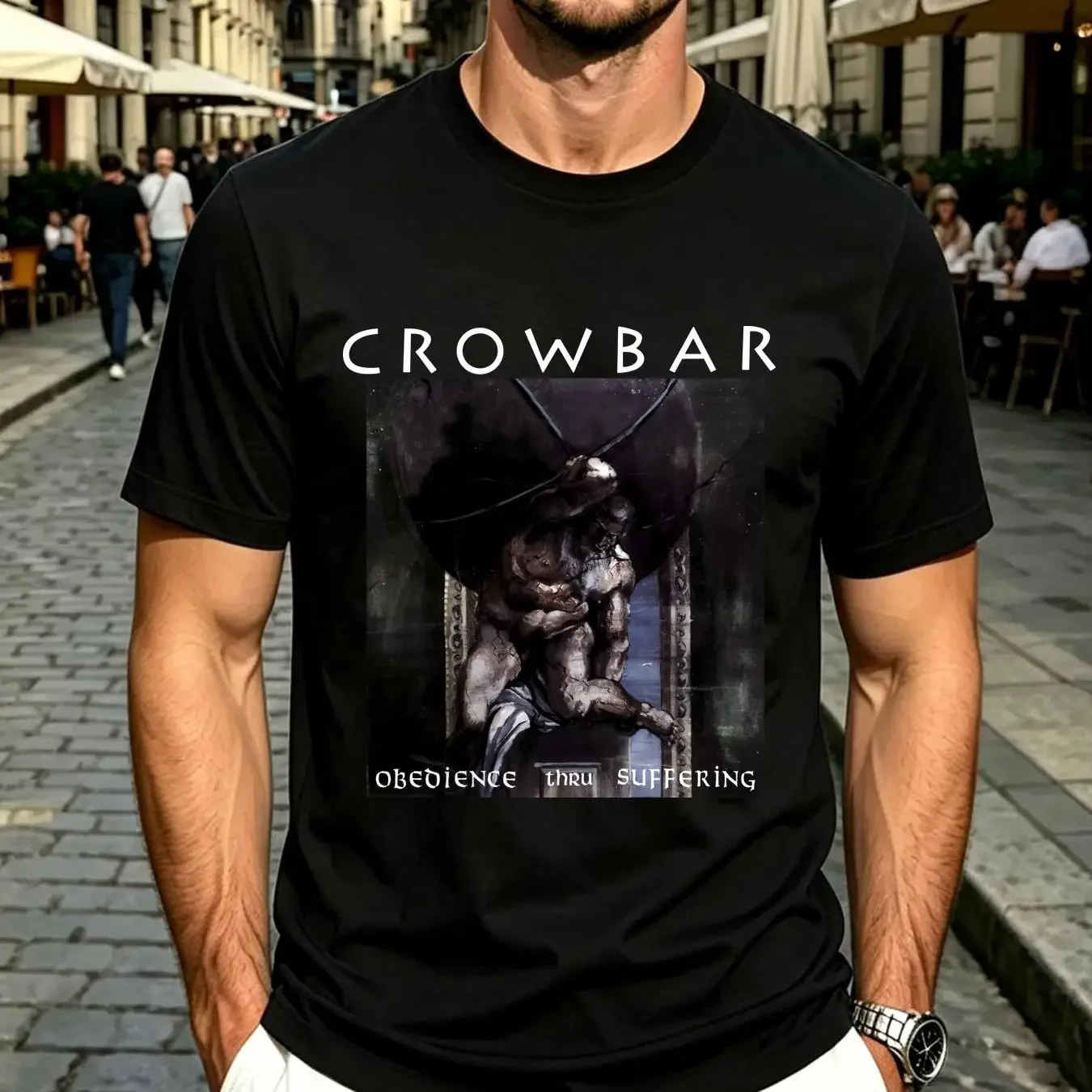 washed T Shirt Crowbar Obevience basic black Adult band classic H4741 long or short sleeves vintage Washed designer clothes