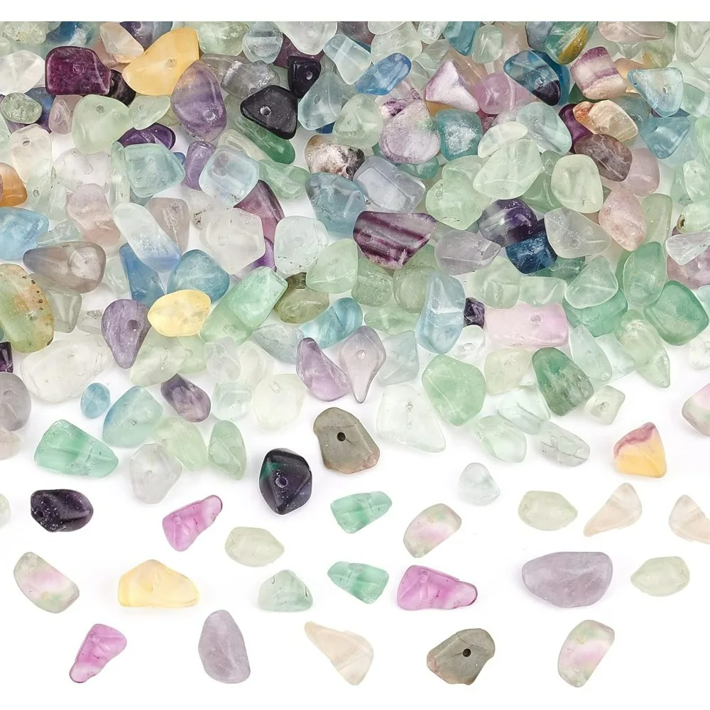 about 440~460Pcs Natural Chip Stone Beads 5~8mm Fluorite Beads Strand Chip with 1mm Hole Fluorite Irregular Gemstones