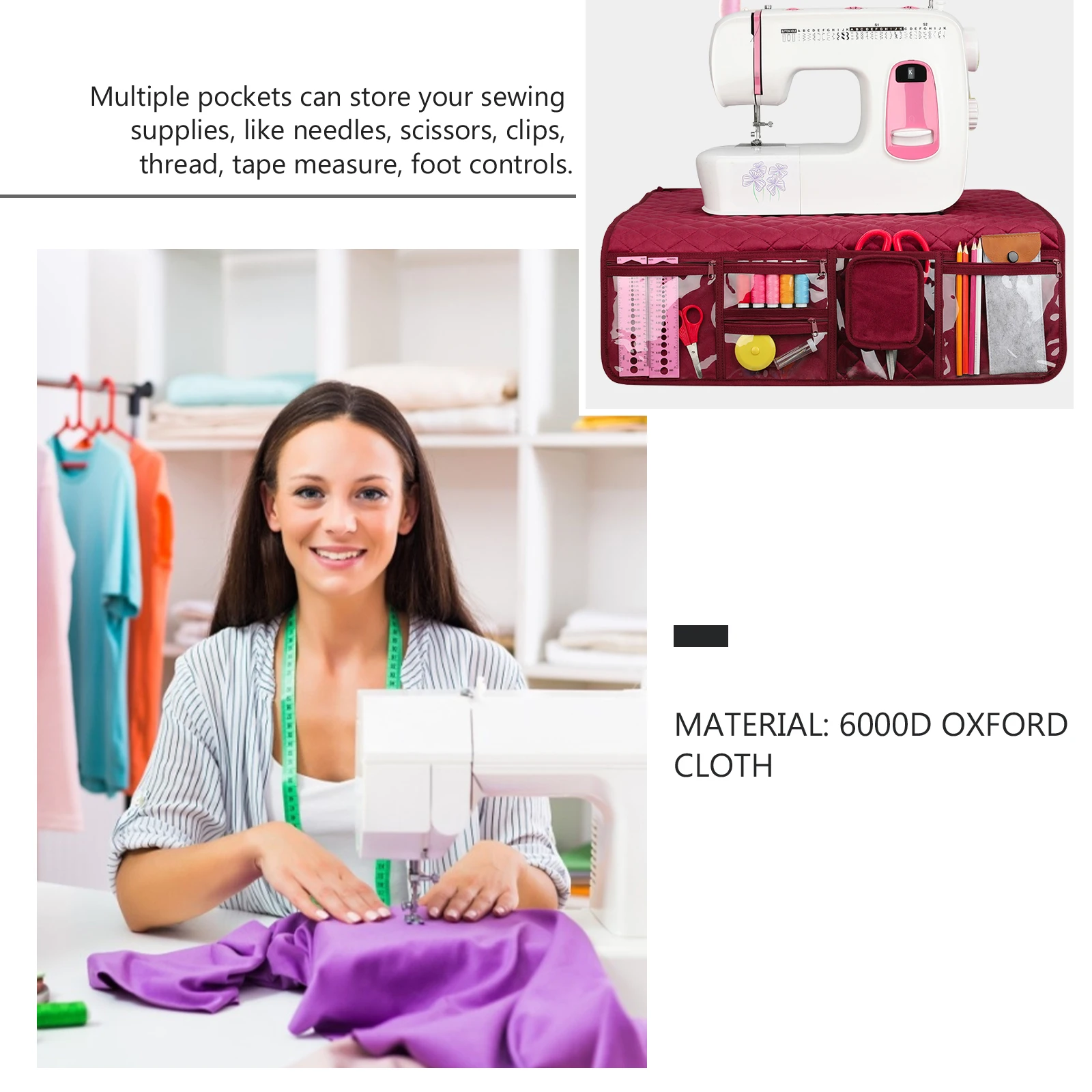 

Sewing Machine Cover Sewing Machine Cushion 600D Oxford Mat Pockets Store Supplies Thread Scissors Storage Fold Carry Case Gift
