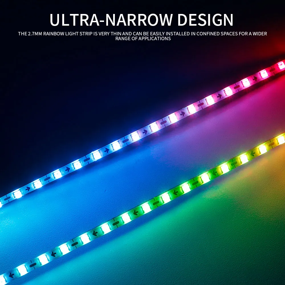 2.7mm WS2812B LED Strip Ultra Narrow 160Leds/M Individually Addressable RGBIC Light Strip Dreamcolor DC5V/12V