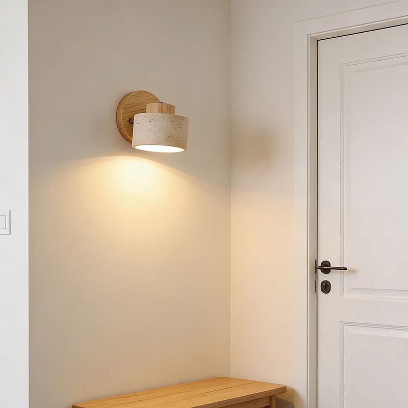 Modern Real Stone Wall Lamp G9 Bulb Wood Base For Bedroom Bedside Reading Indoor Home Parlor Sconce Light