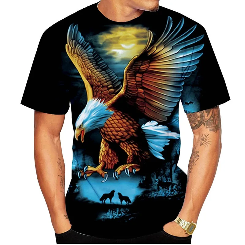 Summer Animal Eagle 3D Print T-Shirts Men Women Short Sleeve T Shirt Oversized Harajuku Y2k Tees Tops Kids Crew Neck Clothing