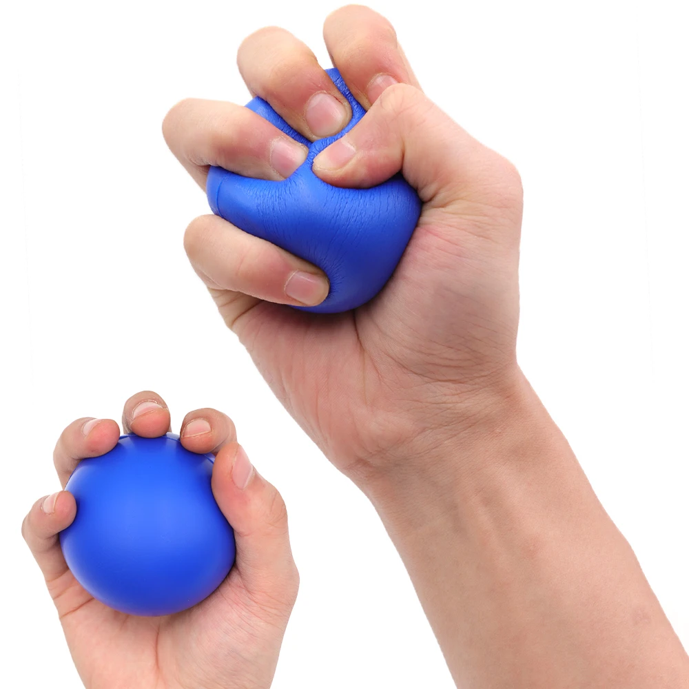 Pelota de agarre para aliviar el estrés, paquete de 2 pelotas de masaje de espuma firme para terapia y rehabilitación de manos (5 cm y 7 cm) - Ejercitador de manos para adultos