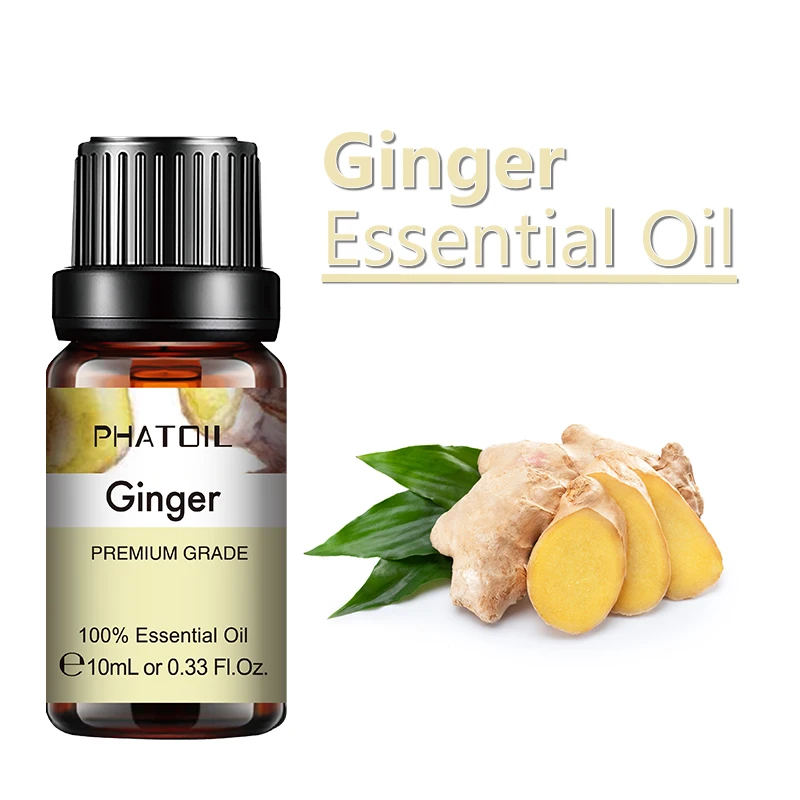 PHATOIL 10ml Ginger Essential Oil for Perfume Candles Making Spa Massage Humidifier Rose Jasmine Pine Needles Tangerine Thyme