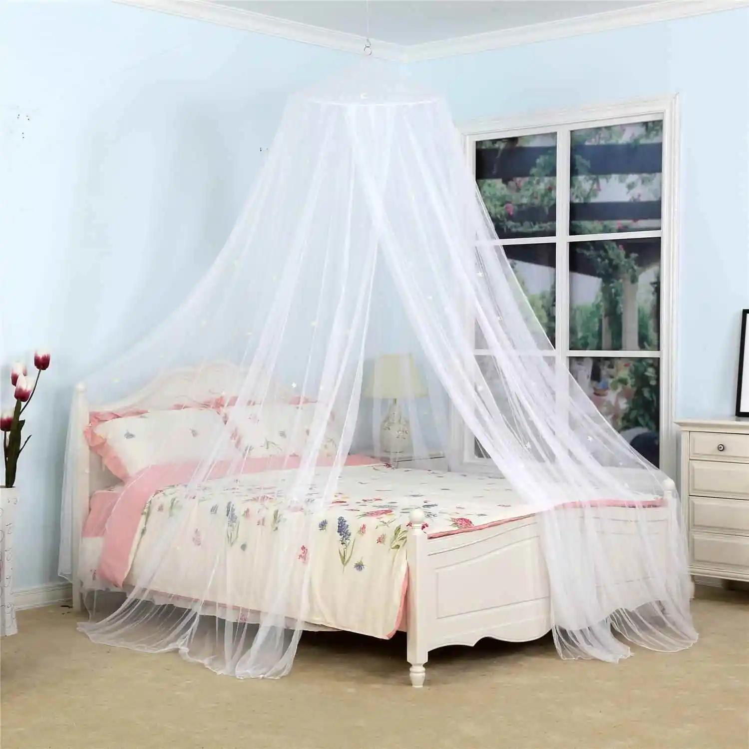 

Outdoor Portable round Mosquito Top Glowing Star Tent Window Curtain Hanging Public 08 Mosquito Net Universal Polyester Fiber