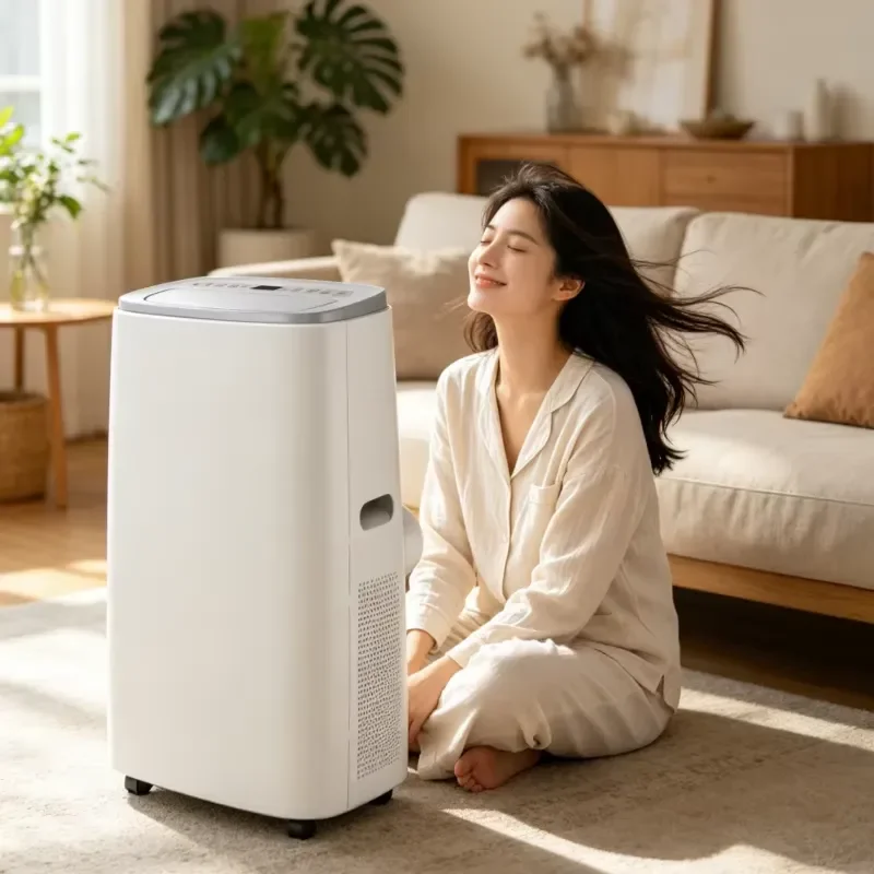 9000 BTU Portable Air Conditioner No Installation Needed Plug and Play Compact Cooling Unit with Wheels for Home Office