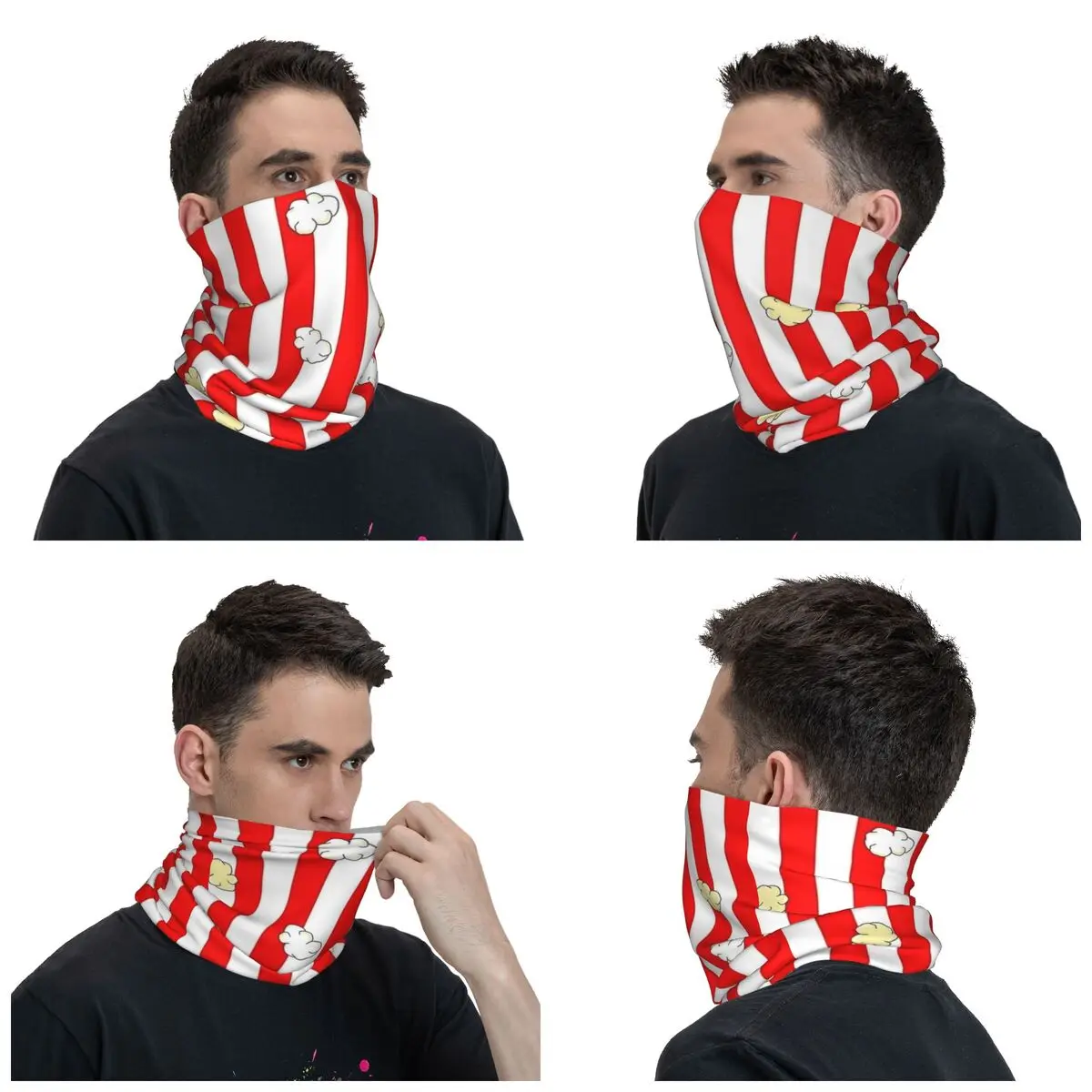 Movie Theater Buttered Popcorn Bandana Neck Cover Printed Balaclavas Face Mask Scarf Multi-use for Men Women Adult Breathable