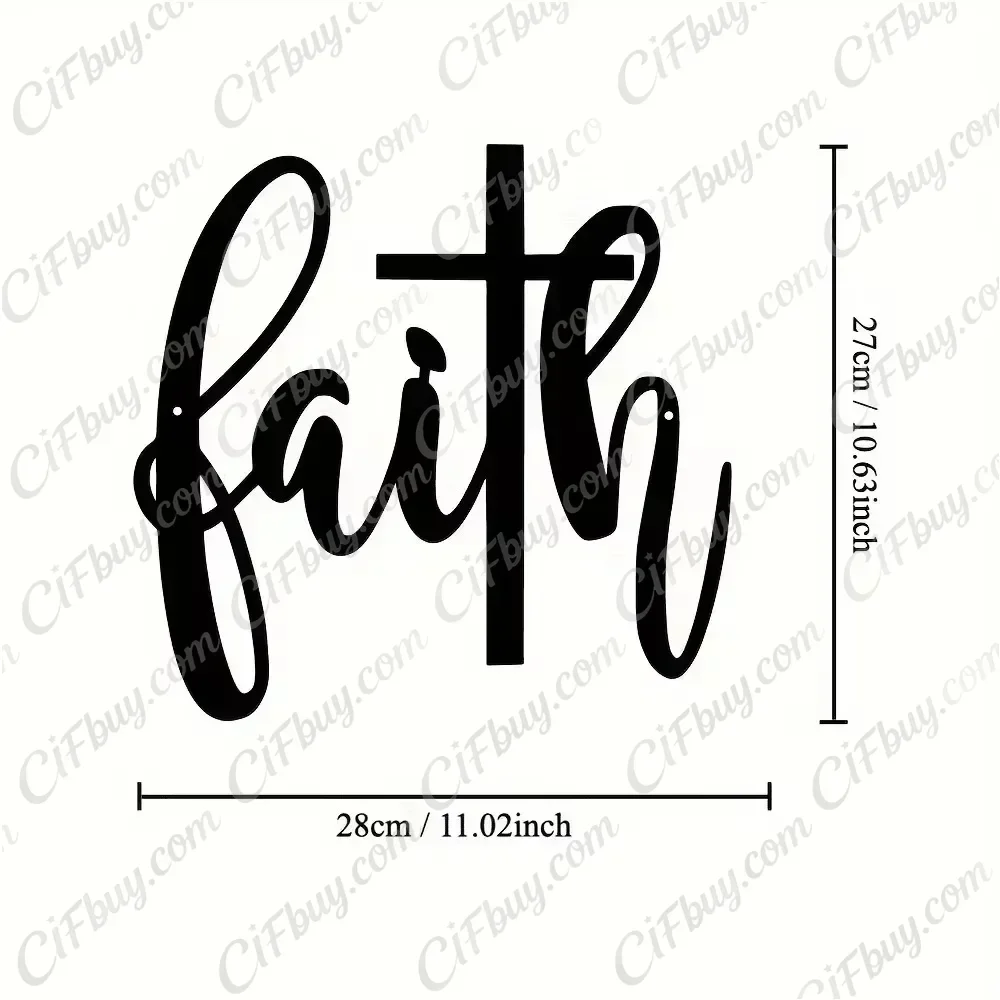 CIFBUY Metal Faith Cross Wall Decor Iron Art Sculpture Religious Christian Wall Art Accent For Living Room Bedroom Home