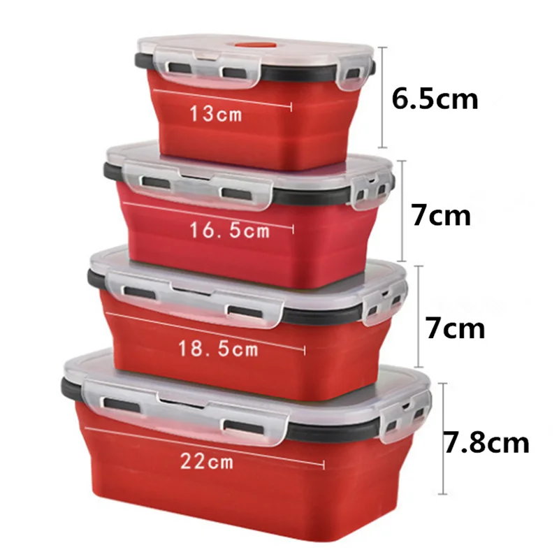 

Silicone Lunch Box Collapsible Food Container BPA Free Food Collapsible Storage Container Microwave Freezer Safe
