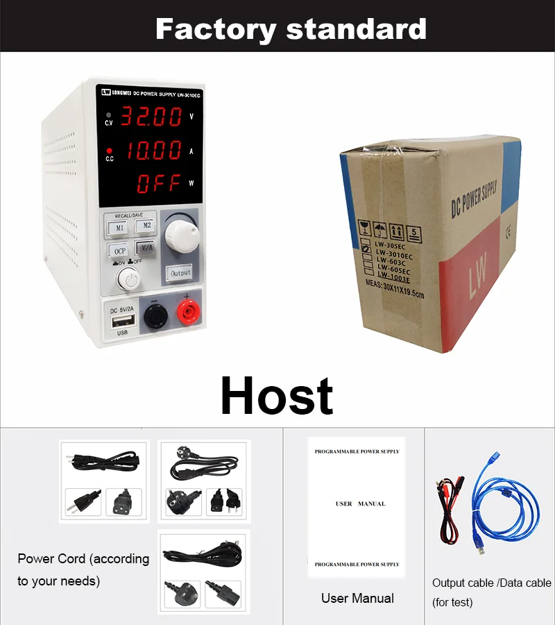 

LW3010EC 30V 5A 10A Programmable Power Supply Laboratory Adjustable Regulated Switching DC Power Supply for Battery Charging